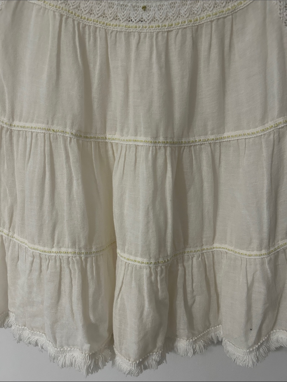 Free People Cream Crochet Yoke Tribal Tiered Bohemian Tank Top Size Small - Picture 4 of 15
